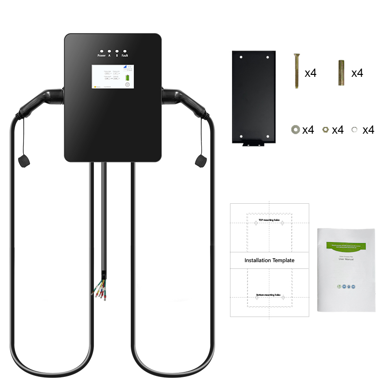 Neue Ankunft 2 * 7KW / 2 * 11KW / 2 * 22KW EV-Ladegerät, EV-Ladestation mit Doppelsteckern