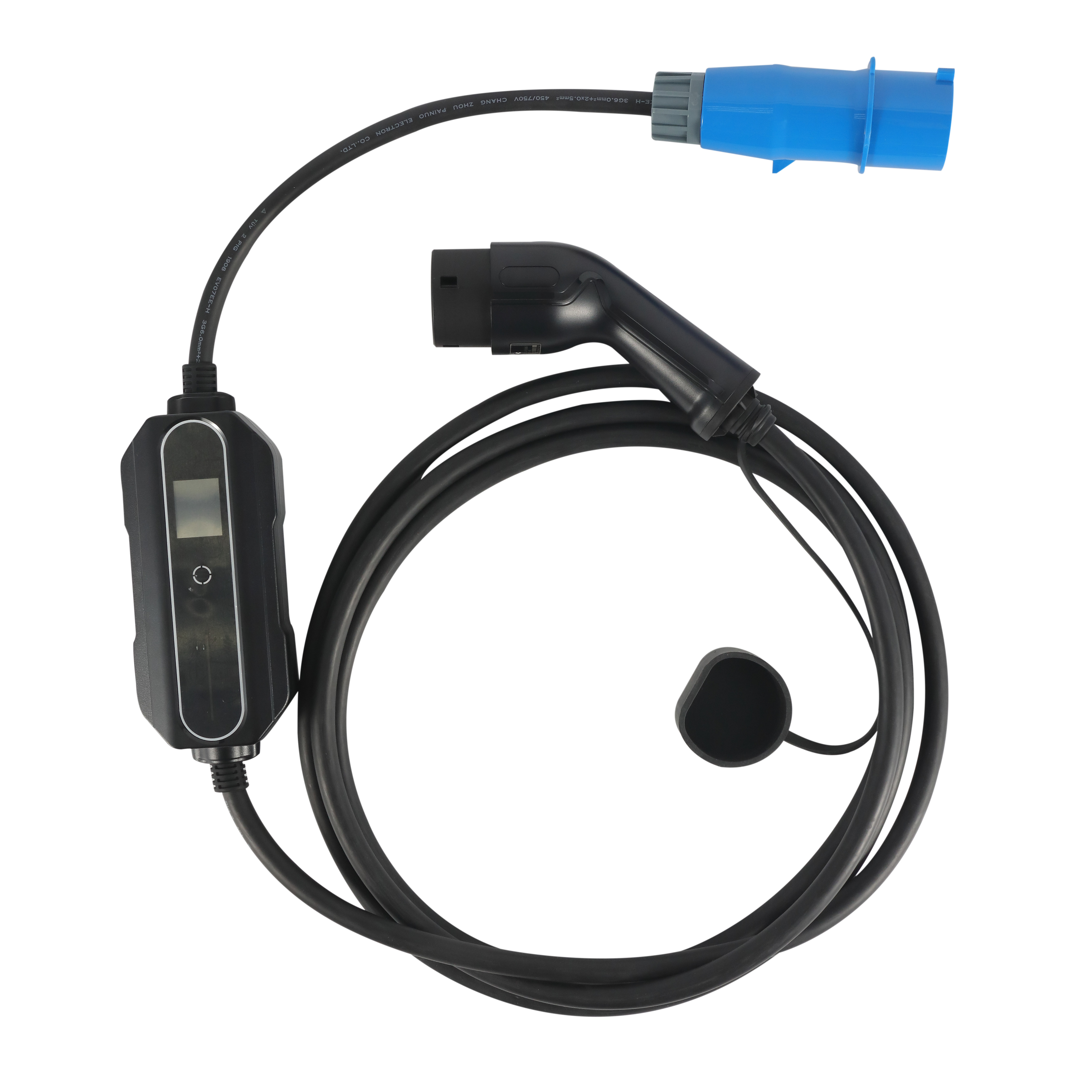 Mode2 Typ2 Stecker Tragbares EV-Ladegerät mit LCD-Bildschirm 10-32A Einstellbarer Strom 