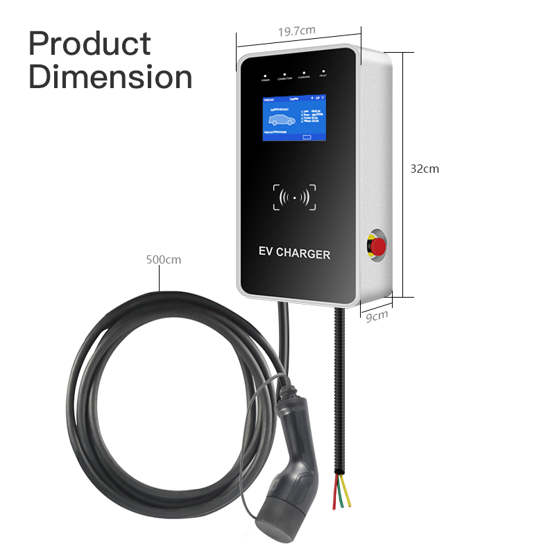 OEM-Logo Wandmontiertes 22KW EV-Ladegerät, EV-Ladestation mit Einzelsteckern vom Typ2.