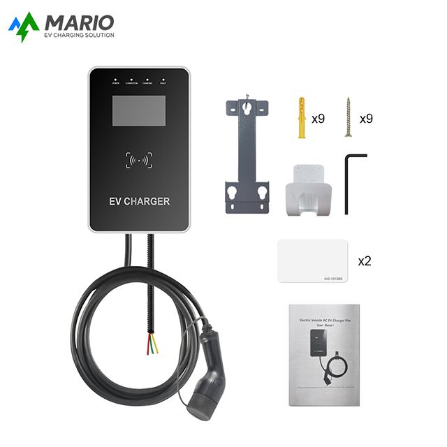 Wandmontiertes 7KW/11KW/22KW EV-Ladegerät mit Einzelsteckern vom Typ1, Typ2 oder GB.